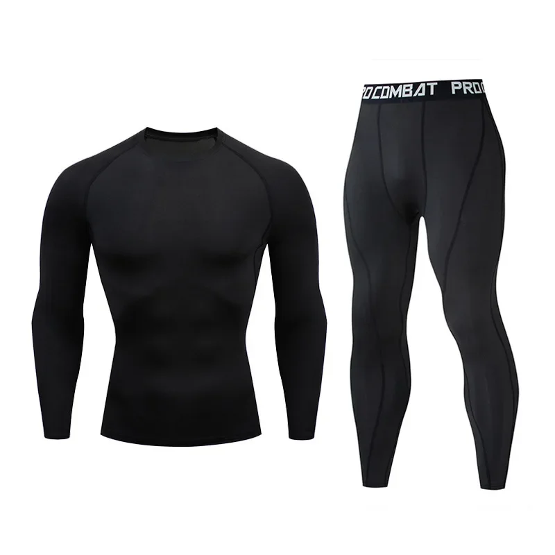 Men's 2/3pcs sets Boxing suit rashguard male kit MMA compression clothing men long-sleeved t-shirt+leggings tracksuit Sport Suit