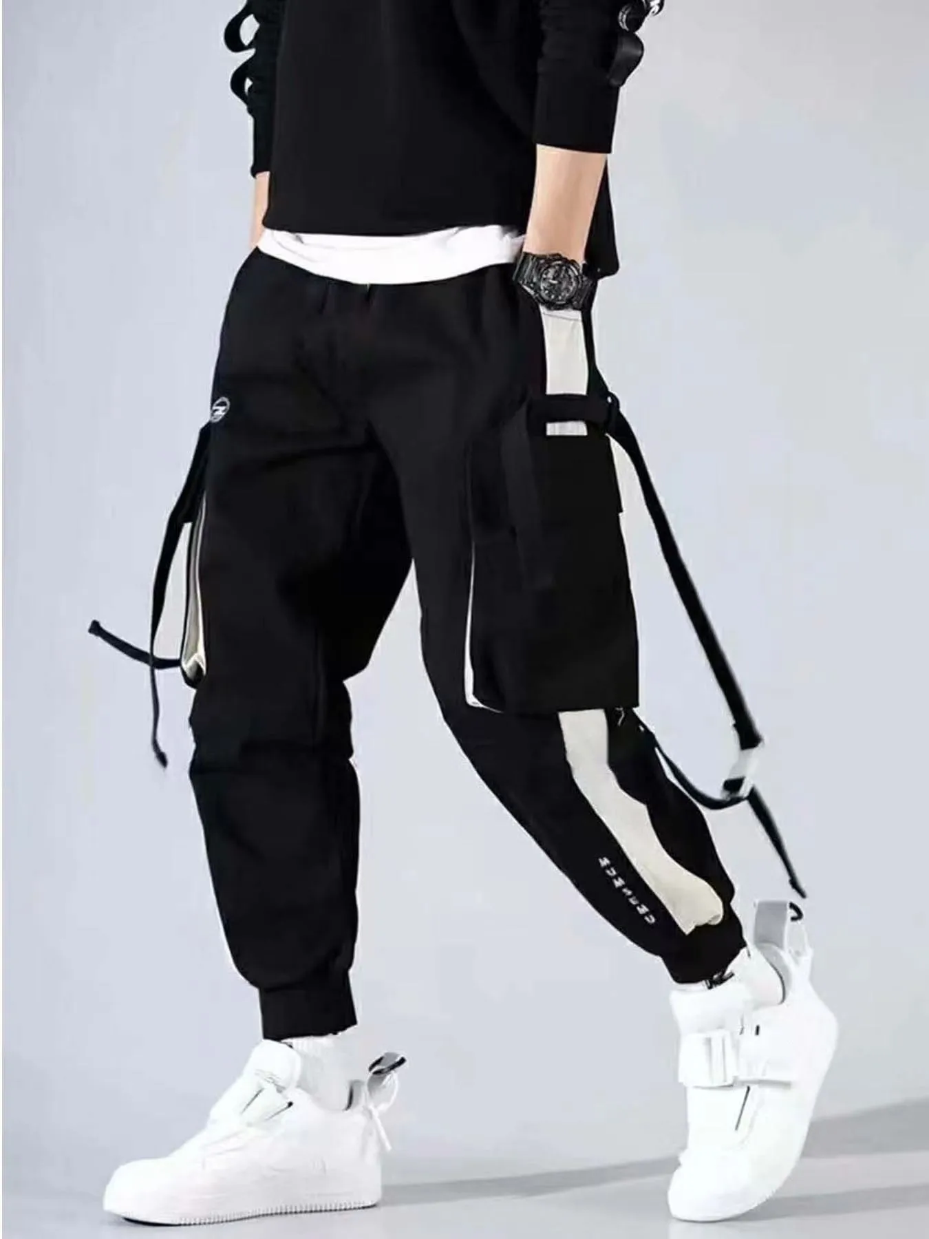 Men's New Pants, Men's Korean Style Trendy Loose Fitting Student Ins Nine Point Chic Casual Workwear Pants, Trendy Brand Ankle B