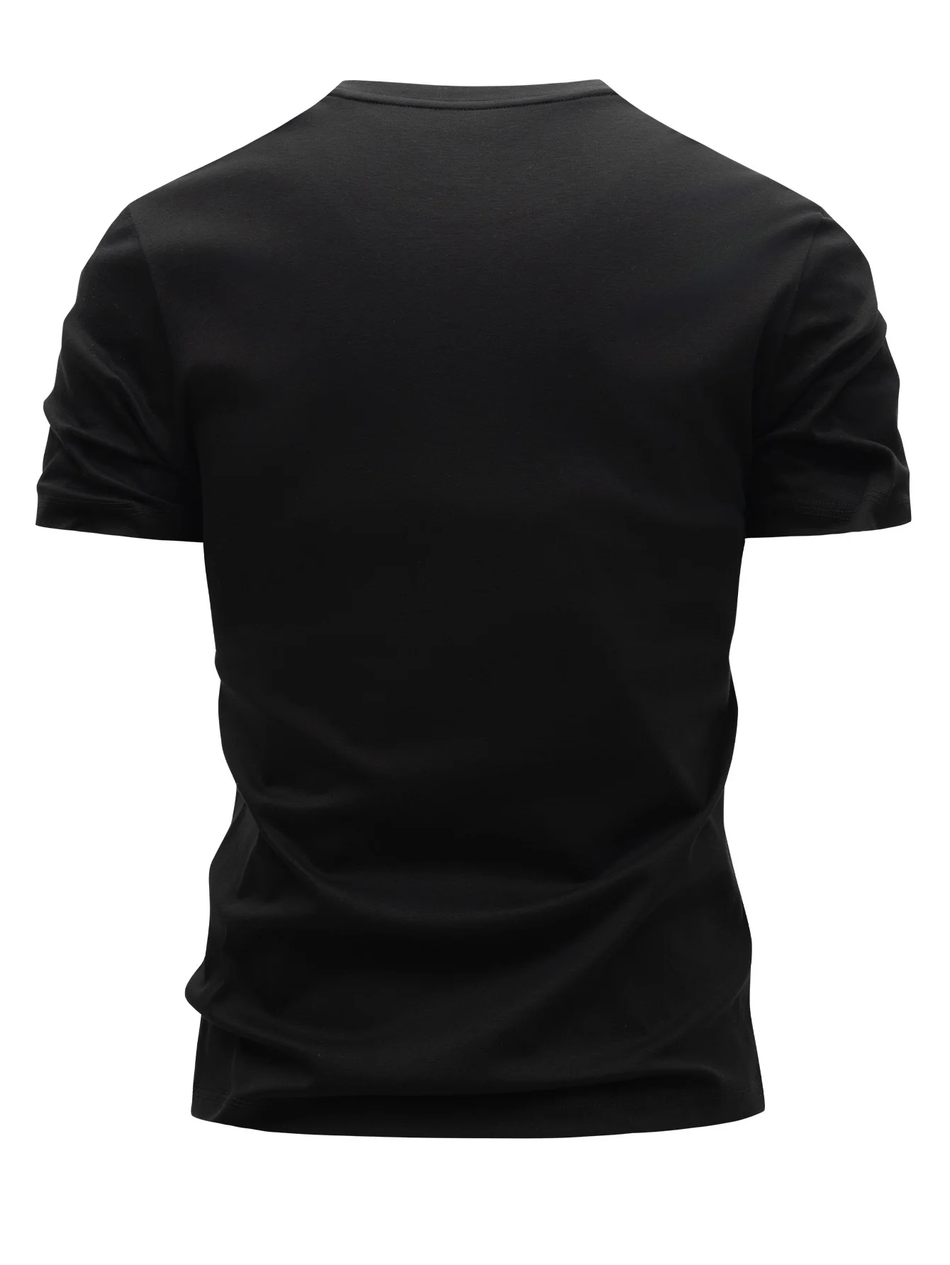 Men's Summer 100% Pure Cotton Casual Loose Black and White Lines Simple Geometric Pattern Round Neck Short Sleeved T-Shirt