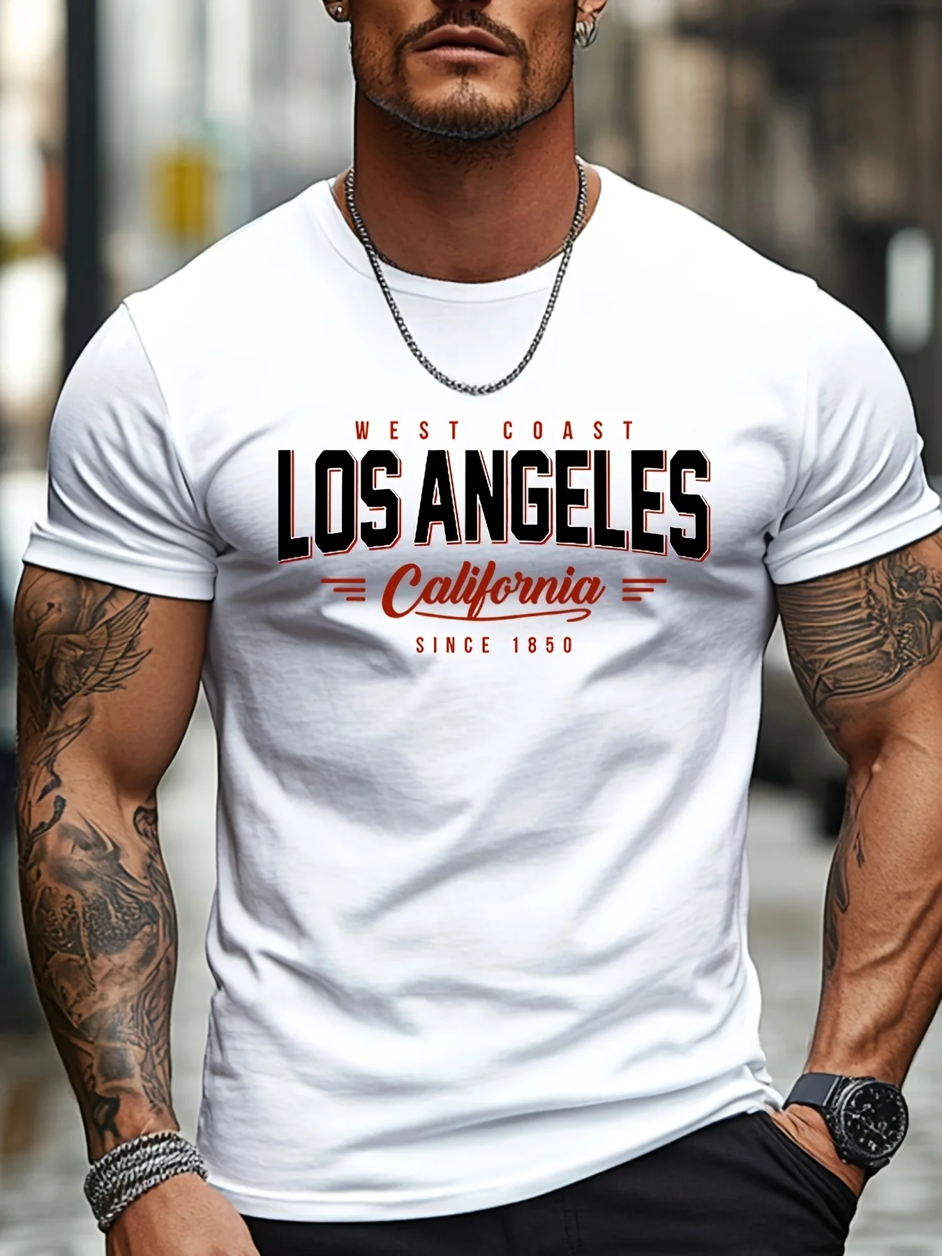Men's Summer 100% Pure Cotton Casual Loose Black and White Lines Simple Geometric Pattern Round Neck Short Sleeved T-Shirt
