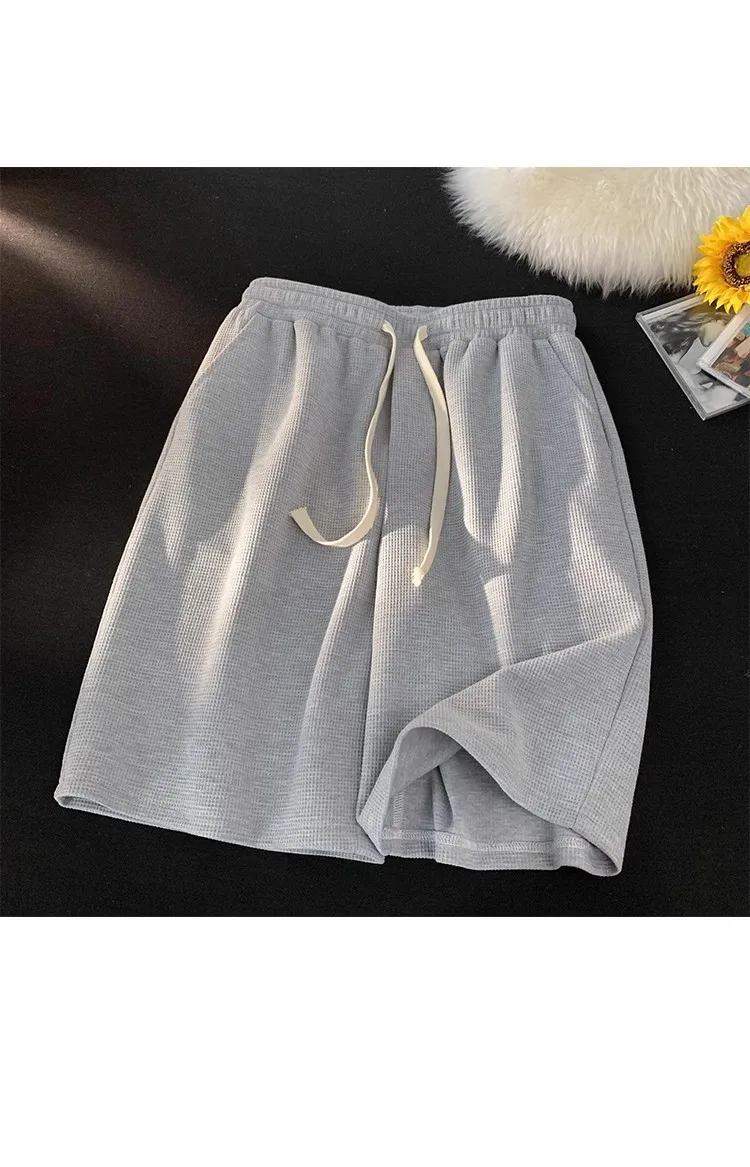 Waffle shorts men's summer thin new loose casual sports fashion brand beach American five-point pants