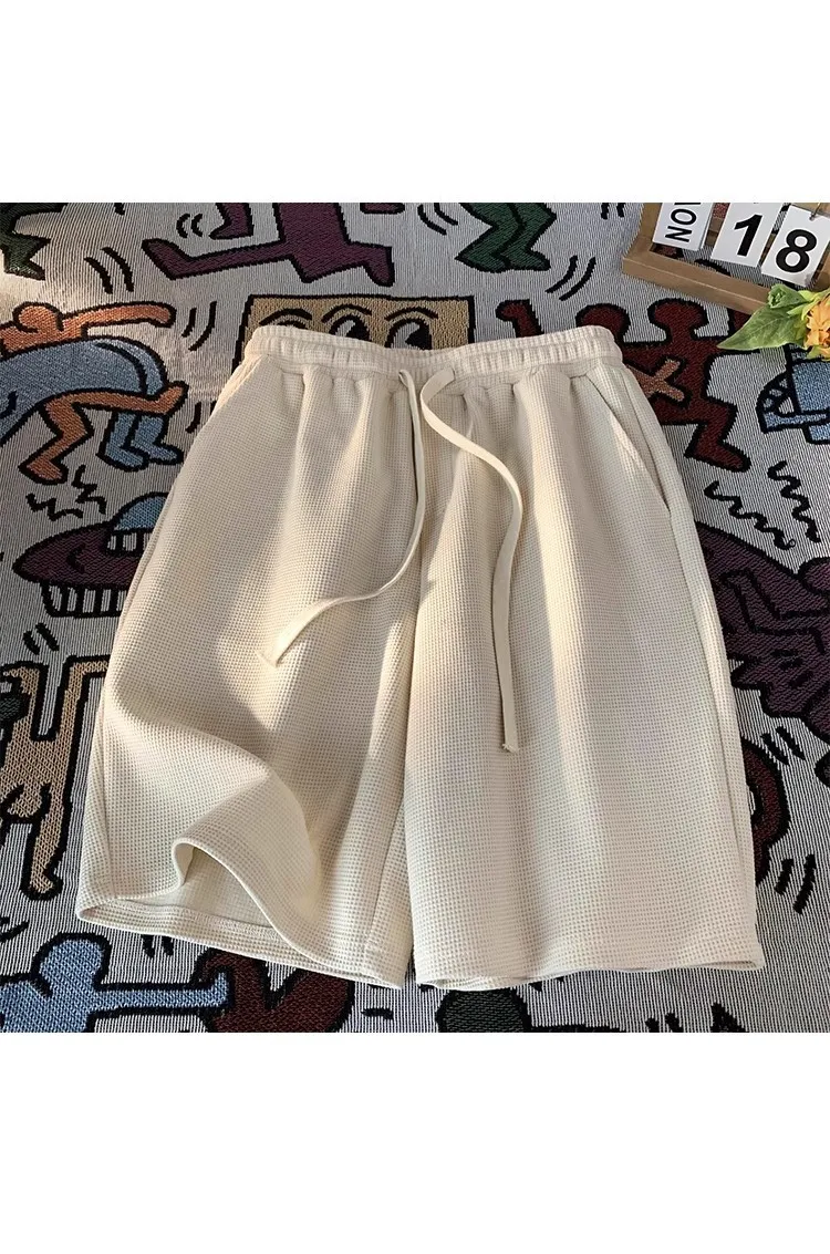 Waffle shorts men's summer thin new loose casual sports fashion brand beach American five-point pants