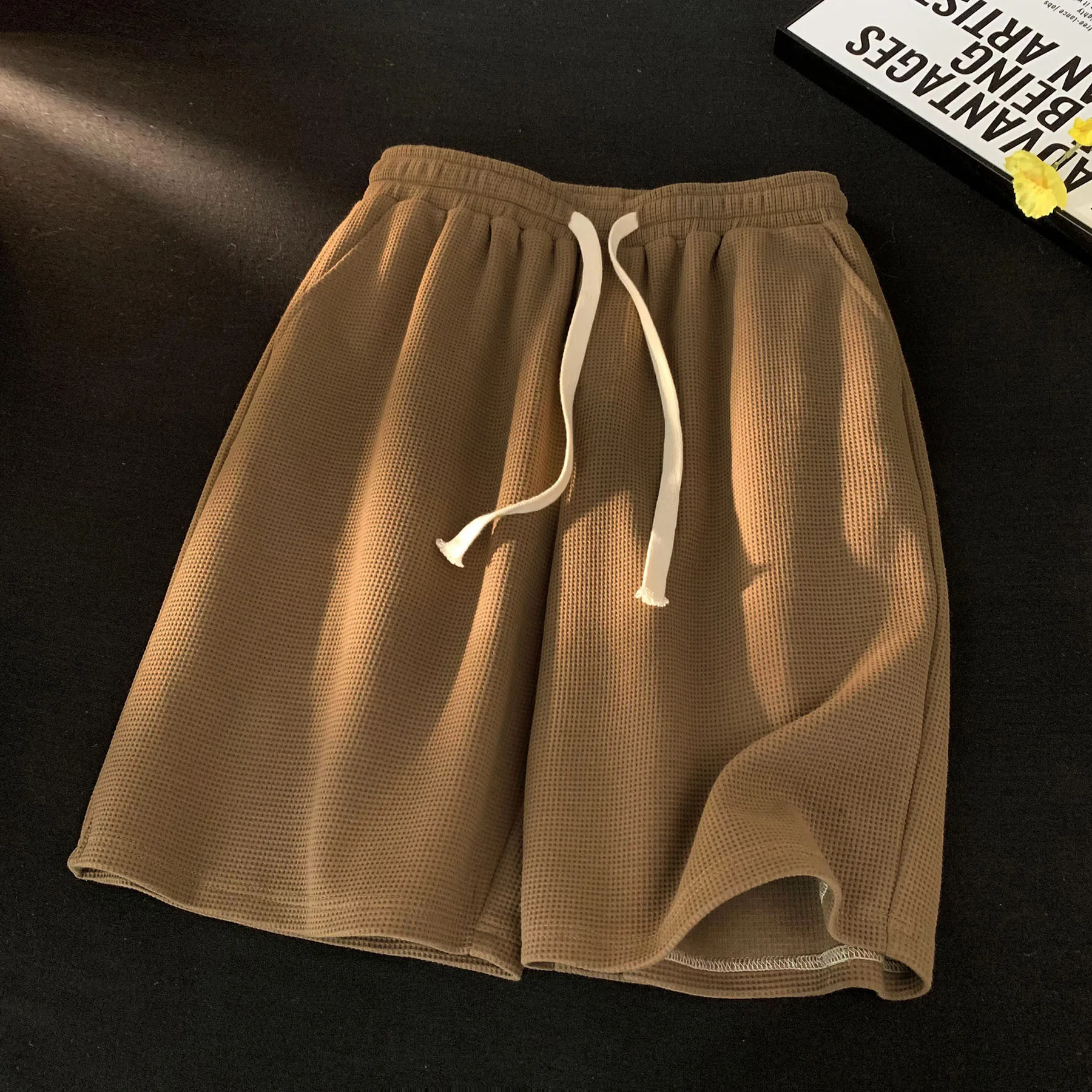 Waffle shorts men's summer thin new loose casual sports fashion brand beach American five-point pants