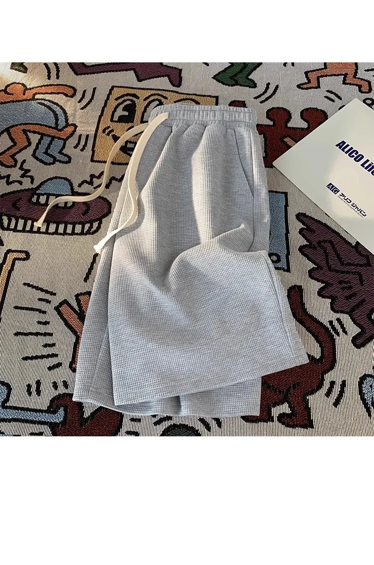 Waffle shorts men's summer thin new loose casual sports fashion brand beach American five-point pants