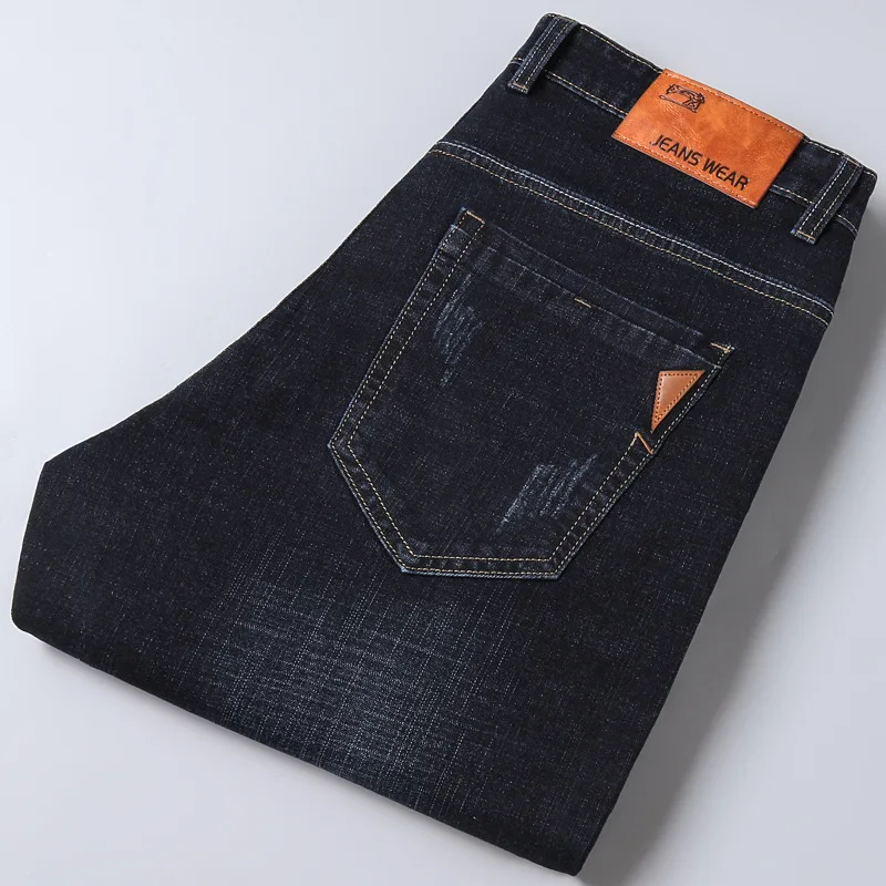 Men Fashion Straight Jeans Men 2025 New Stretch Slim Fit Pants Comfortable Soft Business Denim Trousers Male Brand Clothing