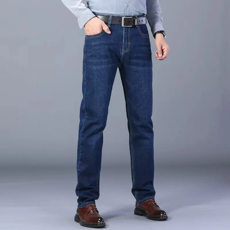 Men Fashion Straight Jeans Men 2025 New Stretch Slim Fit Pants Comfortable Soft Business Denim Trousers Male Brand Clothing
