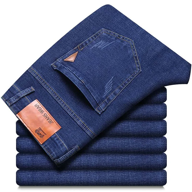 Men Fashion Straight Jeans Men 2025 New Stretch Slim Fit Pants Comfortable Soft Business Denim Trousers Male Brand Clothing