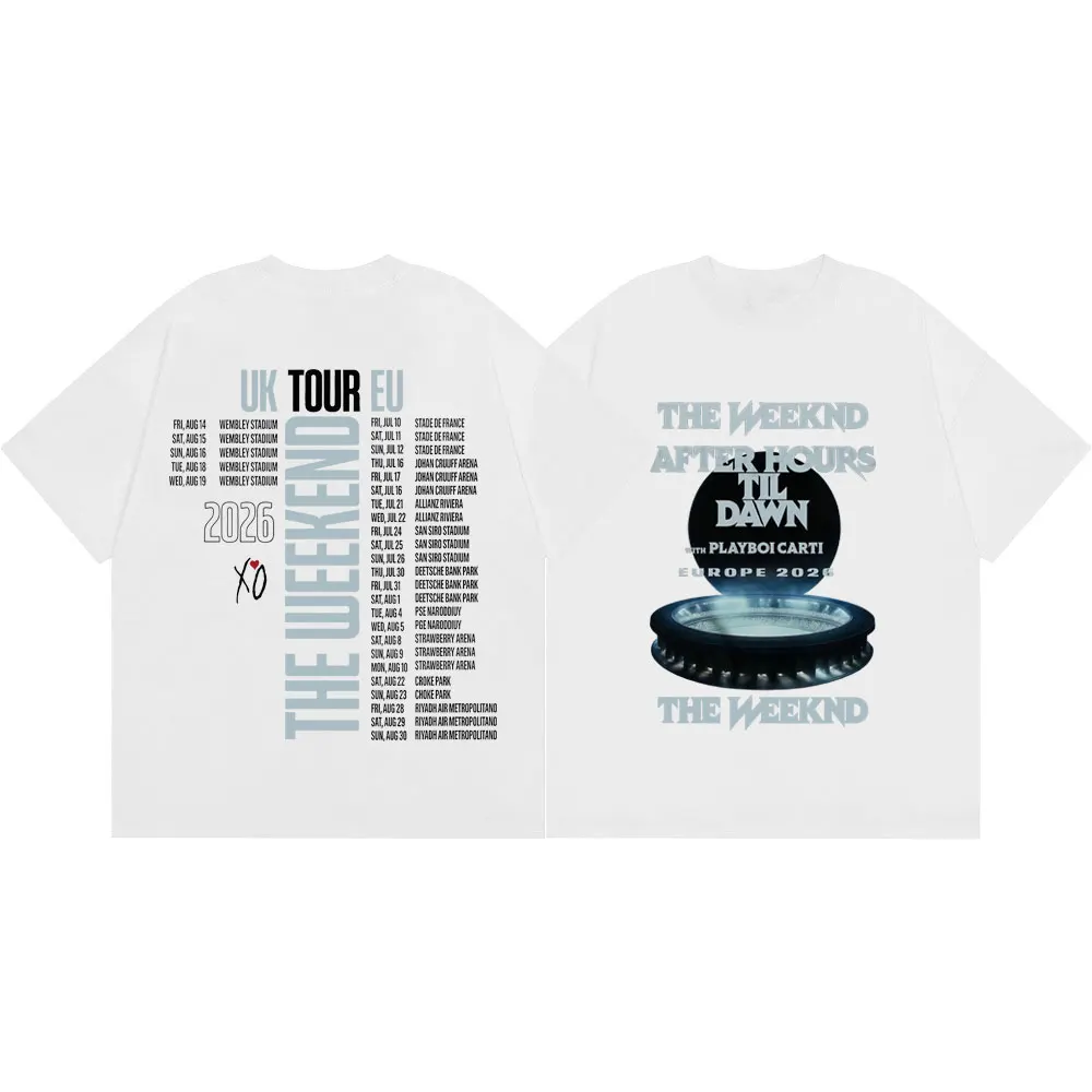 The Weeknd After Hours Til Dawn Tour 2026 Merch T Shirts Fashion Hip Hop Short Sleeve T-shirts Men Women Casual Cotton T-shirt