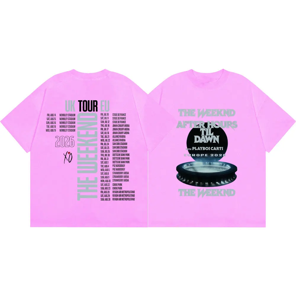 The Weeknd After Hours Til Dawn Tour 2026 Merch T Shirts Fashion Hip Hop Short Sleeve T-shirts Men Women Casual Cotton T-shirt