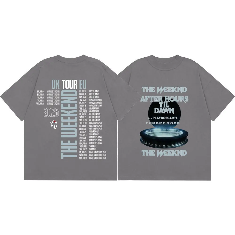 The Weeknd After Hours Til Dawn Tour 2026 Merch T Shirts Fashion Hip Hop Short Sleeve T-shirts Men Women Casual Cotton T-shirt