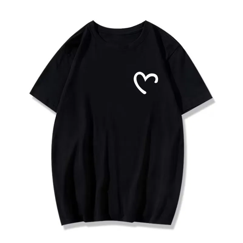 M-8XL Summer Men's Oversized T-shirt Simple Love Printed T-shirt Suitable for Both Men and Women