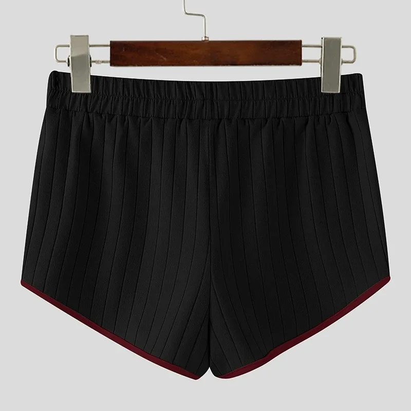 Men's Ribbed Athletic Shorts High Waist Contrast Trim Bodybuilding Gym Shorts Summer Quick Dry Workout Short Pants Fitness Short
