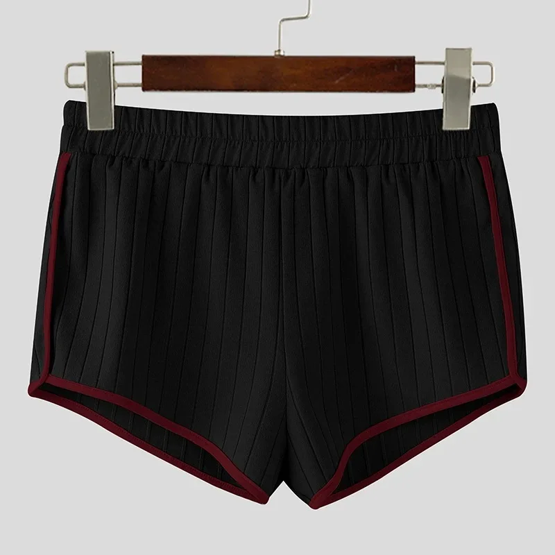 Men's Ribbed Athletic Shorts High Waist Contrast Trim Bodybuilding Gym Shorts Summer Quick Dry Workout Short Pants Fitness Short