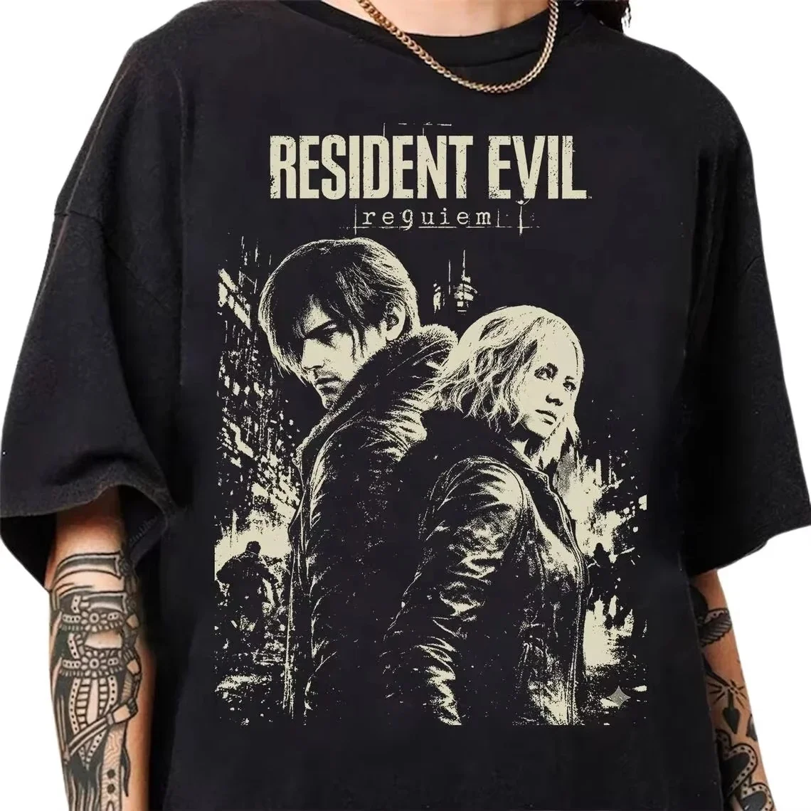 2026 Retro Resident Evil Requiem T-shirt, Resident Evil Game T-shirt, Summer New Retro Unisex Casual Fashion T-shirt