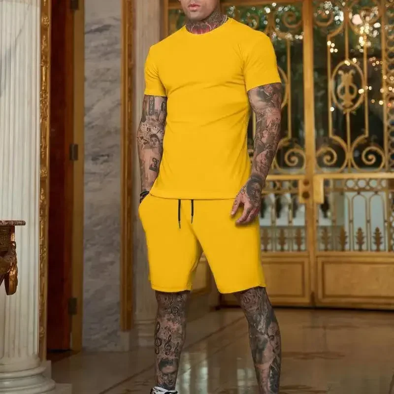 Fashionable and Casual Summer Outdoor Sports Suit Men's Breathable T-Shirt Shorts Casual and Fashionable Two-Piece Set Tracksuit