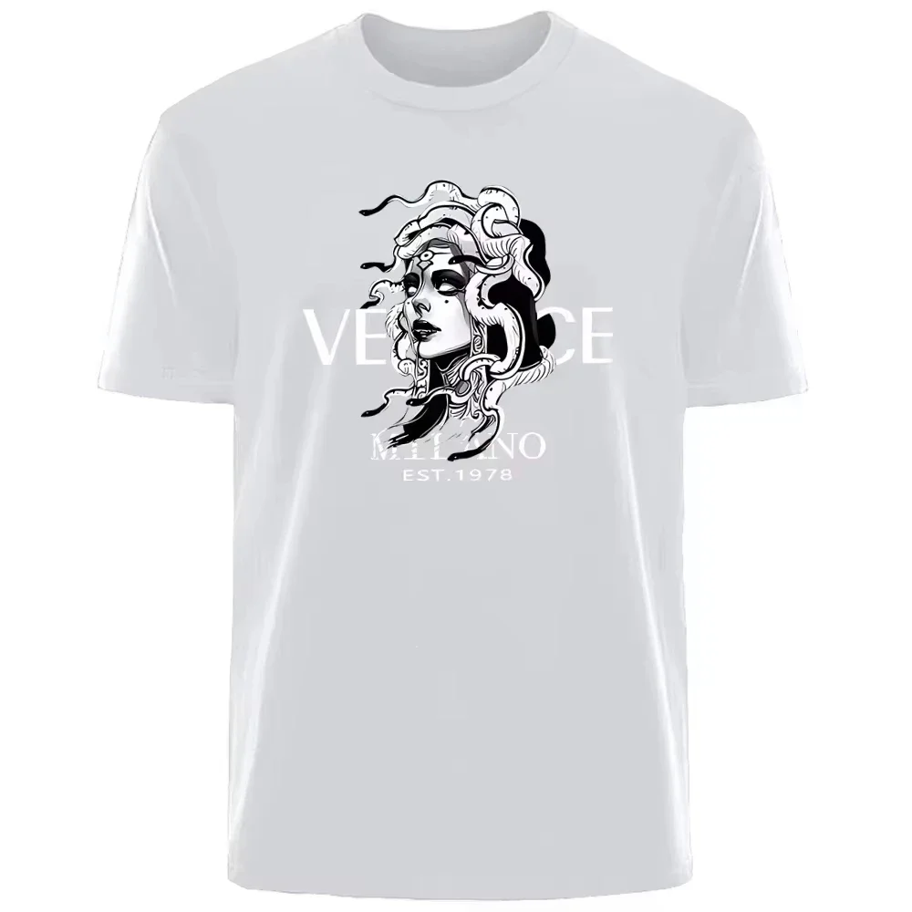 New Italian Popular Luxury Brand Summer Medusa Headshot Printing Daily Commuting Sports Men And Women The Same T-shirt