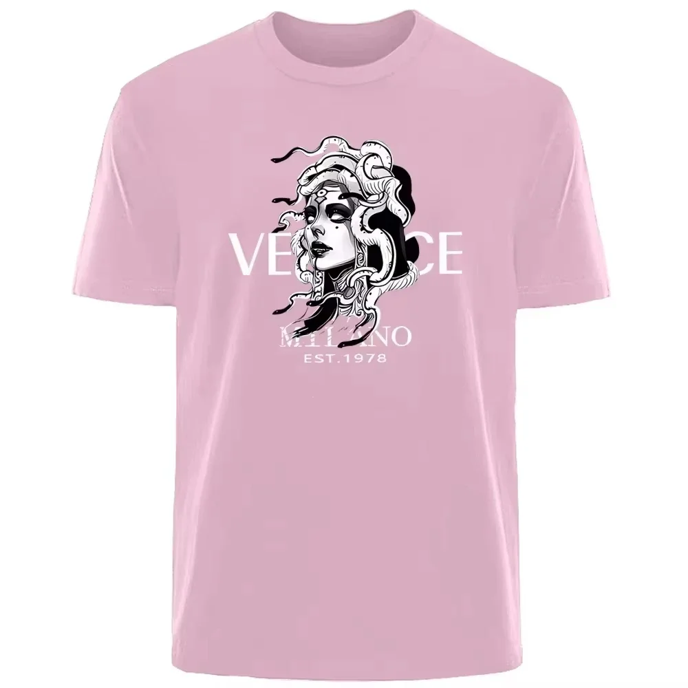 New Italian Popular Luxury Brand Summer Medusa Headshot Printing Daily Commuting Sports Men And Women The Same T-shirt