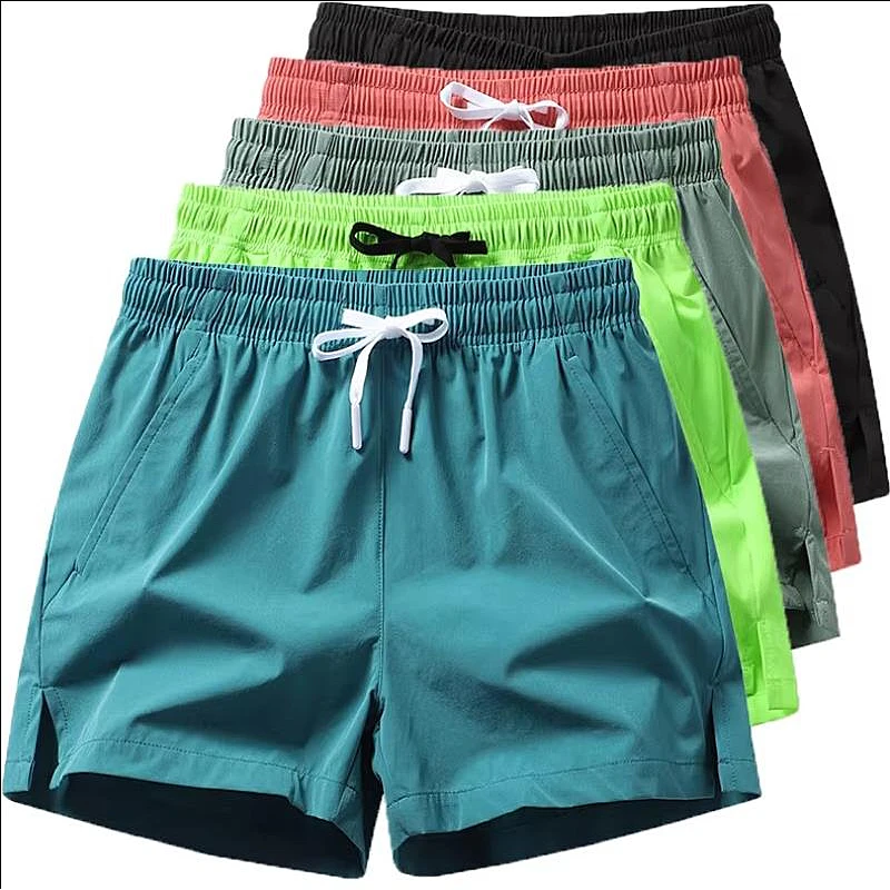 2026 New Summer Men's Sports and Leisure Shorts with Pockets, Solid Color, Lightweight, Suitable for Jogging and Beach Wear