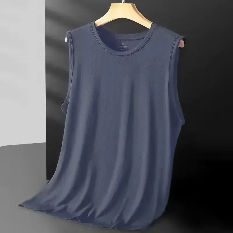2026 Men's Ice Silk Mesh Vest Lightweight Sports Summer Wear Sleeveless T-shirt Tank Top Casual Fashion Outerwear
