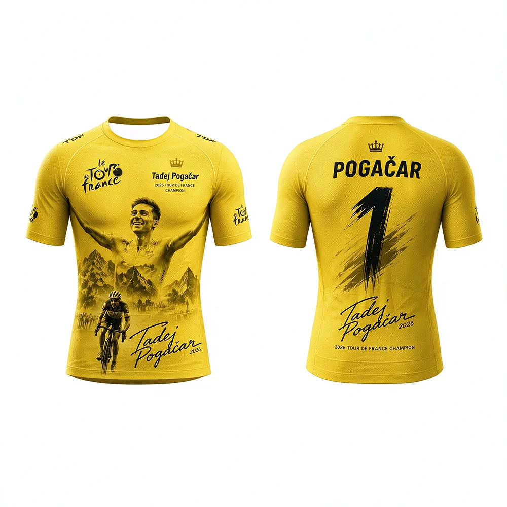 2026 Tour De France Champion Commemorative T-Shirt Pogacar Evenepoel Del Toro Printed Short Sleeve Tee Fan Bicycle Lover Gift
