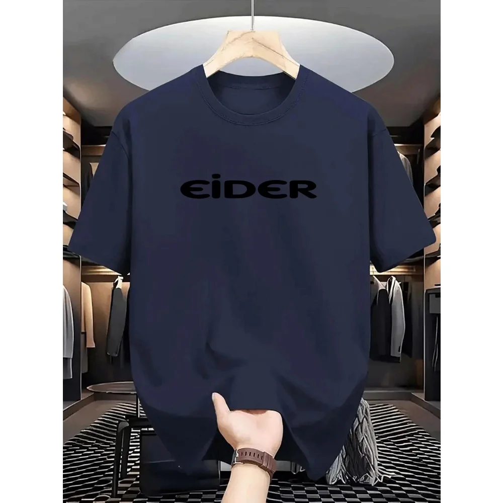 2026 New Men's T-shirt Letter Printed Tshirt Polyester Oversized Loose Crew Neck Street Fashion Top