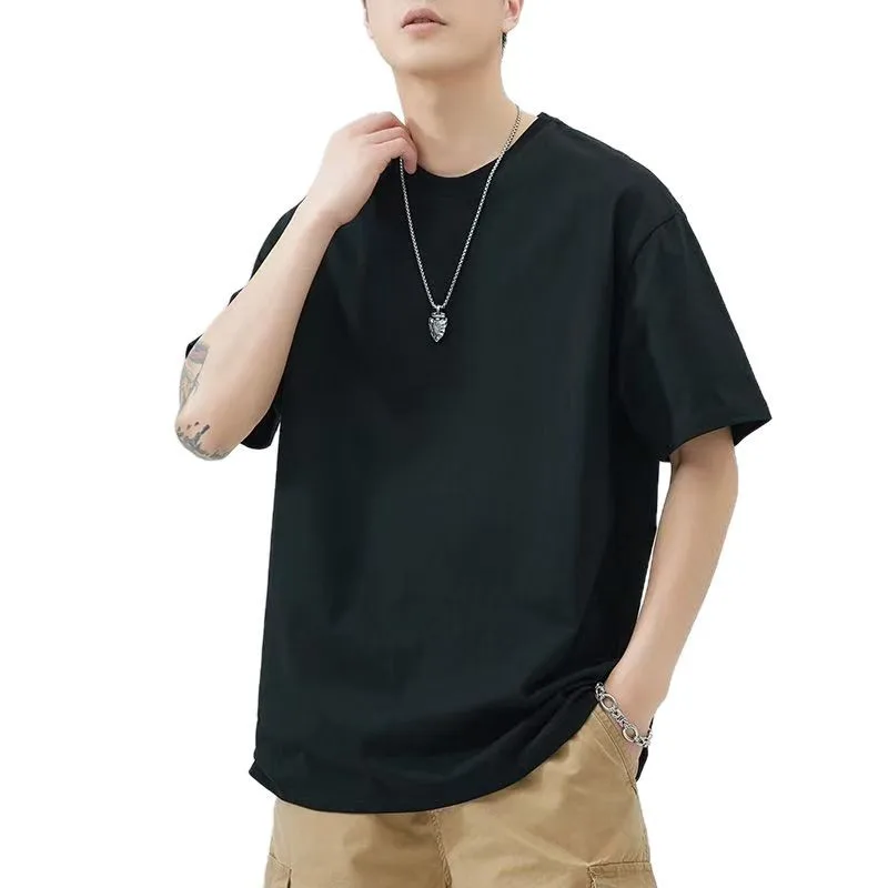 Men T Shirt New Summer Tops Solid Color Commute Classics Blank Tshirts Foundation Round Collar Short-Sleeve White Top Tees