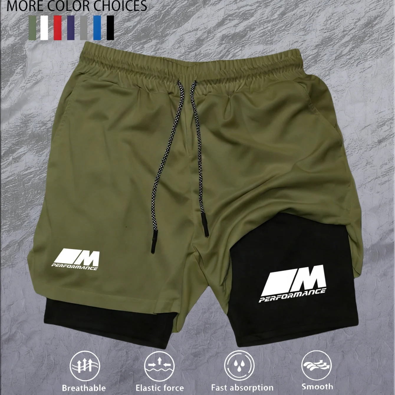 2026New Men's Fitness Training Shorts Summer 2 In 1 Quick Dry Gym Beach Running Double-deck Shorts Outdoor Sportswear Men shorts