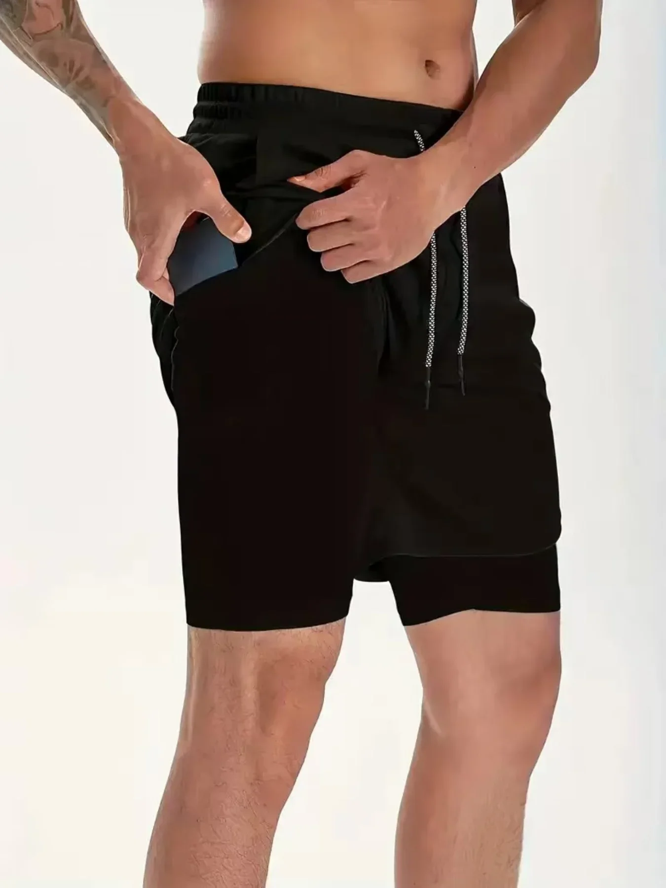 2026New Men's Fitness Training Shorts Summer 2 In 1 Quick Dry Gym Beach Running Double-deck Shorts Outdoor Sportswear Men shorts