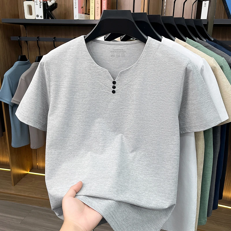 Mens Breathable Short Sleeve V Neck T Shirt Comfortable Fabric For All Day Comfort Casual Style And Everyday Wear