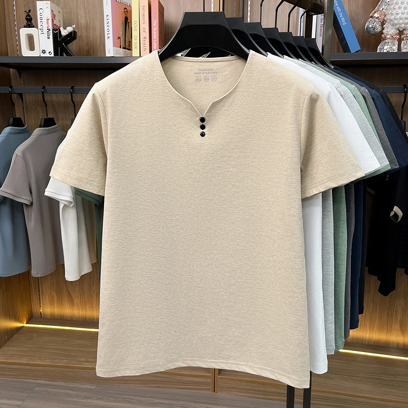 Mens Breathable Short Sleeve V Neck T Shirt Comfortable Fabric For All Day Comfort Casual Style And Everyday Wear