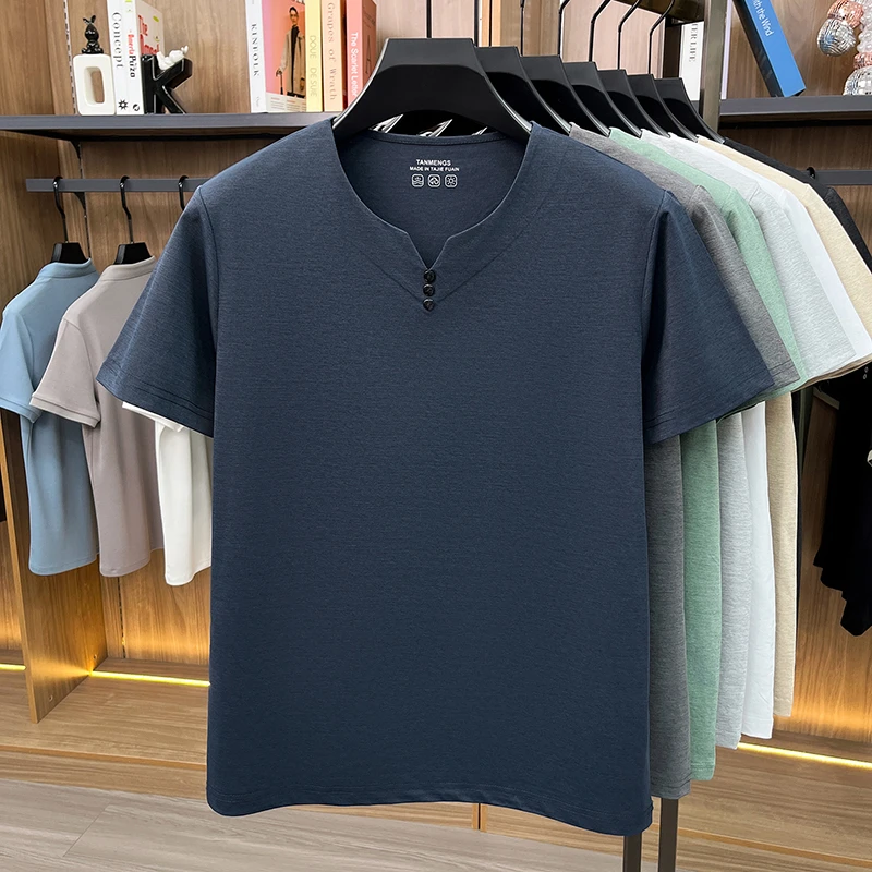 Mens Breathable Short Sleeve V Neck T Shirt Comfortable Fabric For All Day Comfort Casual Style And Everyday Wear