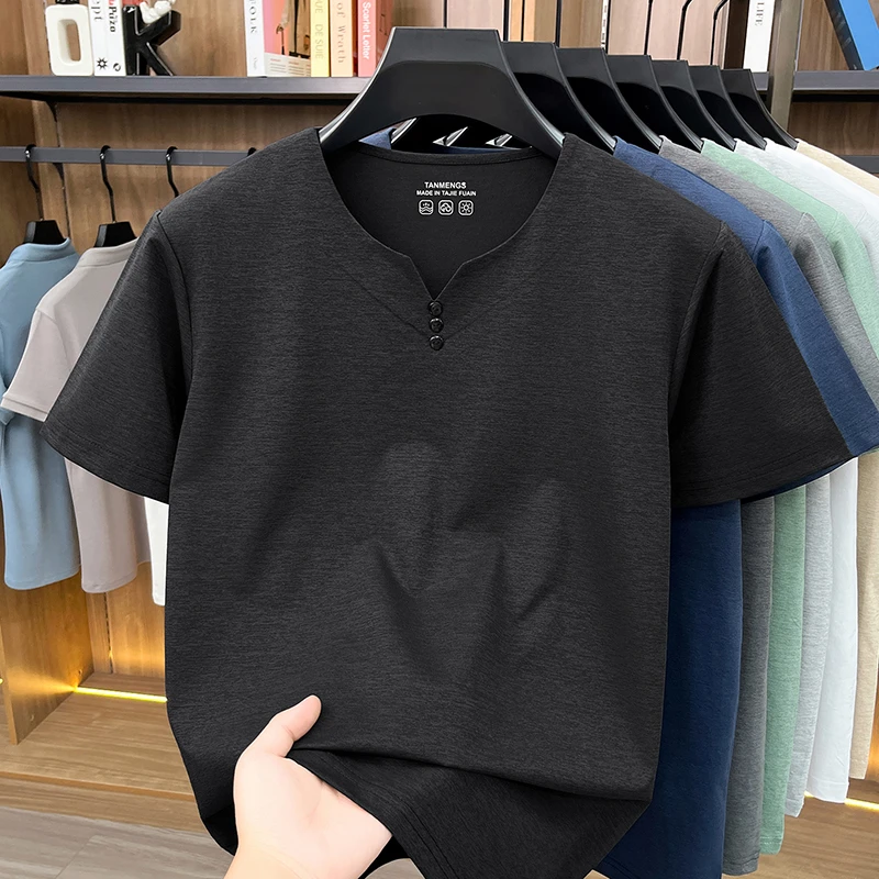 Mens Breathable Short Sleeve V Neck T Shirt Comfortable Fabric For All Day Comfort Casual Style And Everyday Wear