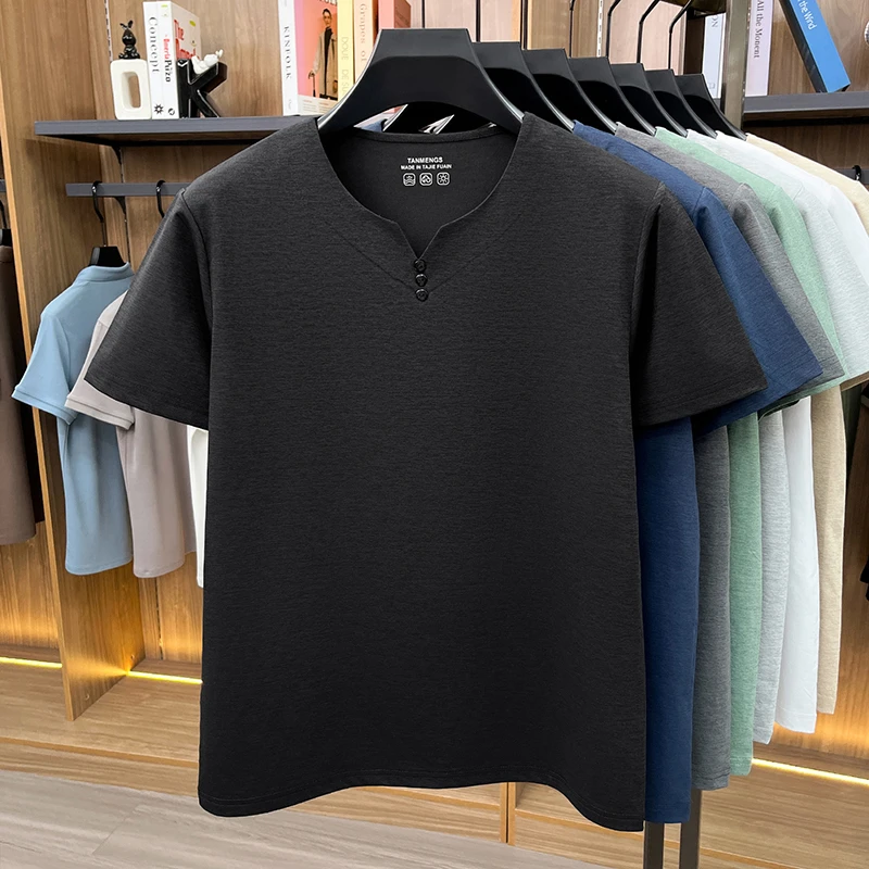 Mens Breathable Short Sleeve V Neck T Shirt Comfortable Fabric For All Day Comfort Casual Style And Everyday Wear
