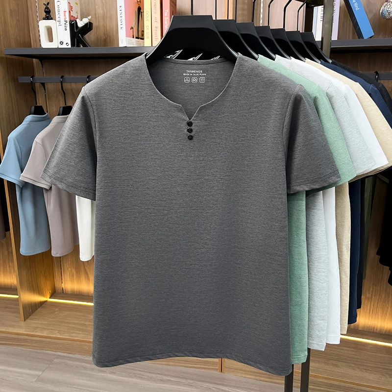 Mens Breathable Short Sleeve V Neck T Shirt Comfortable Fabric For All Day Comfort Casual Style And Everyday Wear