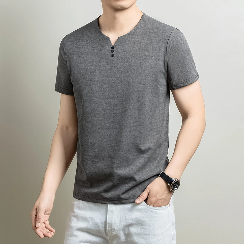 Mens Breathable Short Sleeve V Neck T Shirt Comfortable Fabric For All Day Comfort Casual Style And Everyday Wear