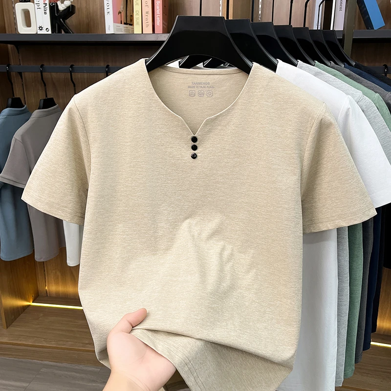 Mens Breathable Short Sleeve V Neck T Shirt Comfortable Fabric For All Day Comfort Casual Style And Everyday Wear