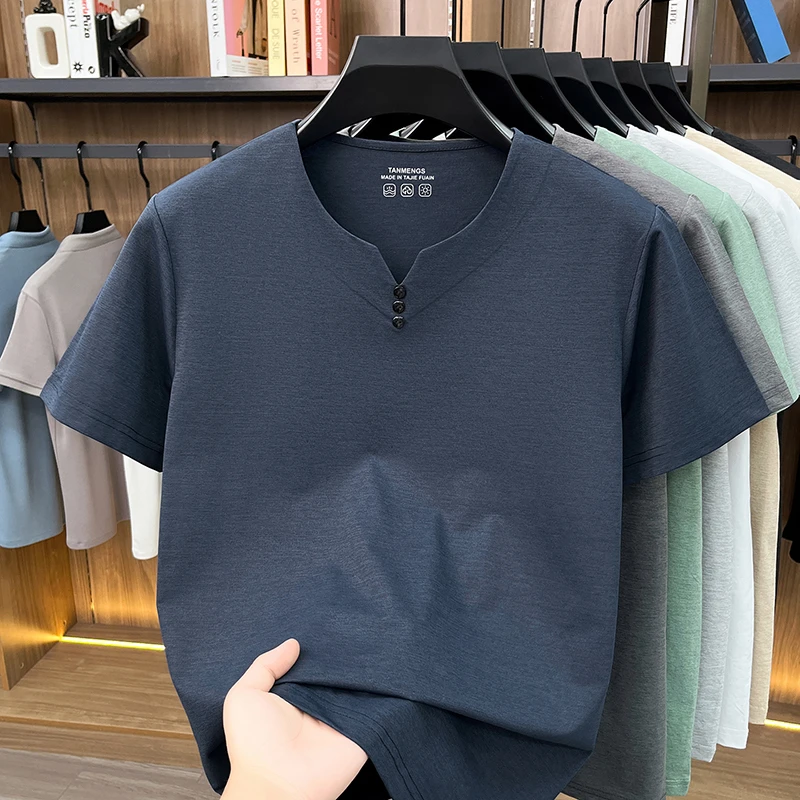 Mens Breathable Short Sleeve V Neck T Shirt Comfortable Fabric For All Day Comfort Casual Style And Everyday Wear