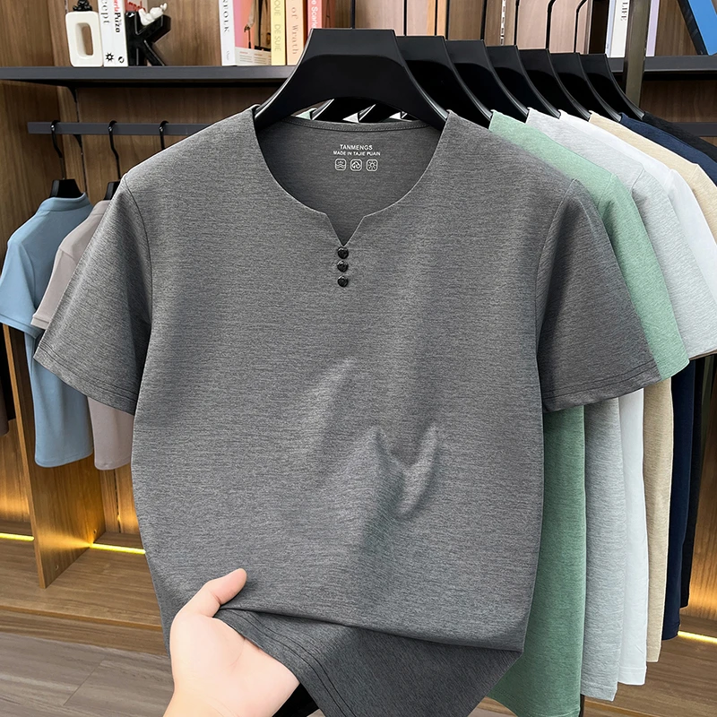 Mens Breathable Short Sleeve V Neck T Shirt Comfortable Fabric For All Day Comfort Casual Style And Everyday Wear