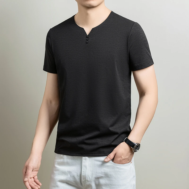 Mens Breathable Short Sleeve V Neck T Shirt Comfortable Fabric For All Day Comfort Casual Style And Everyday Wear