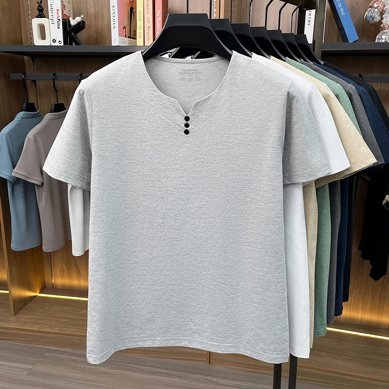 Mens Breathable Short Sleeve V Neck T Shirt Comfortable Fabric For All Day Comfort Casual Style And Everyday Wear