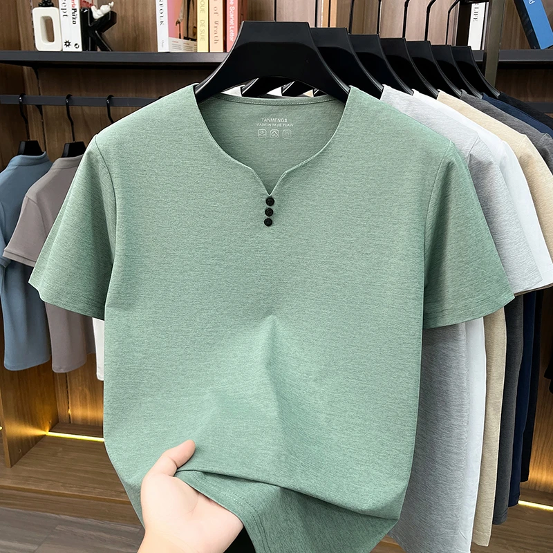 Mens Breathable Short Sleeve V Neck T Shirt Comfortable Fabric For All Day Comfort Casual Style And Everyday Wear
