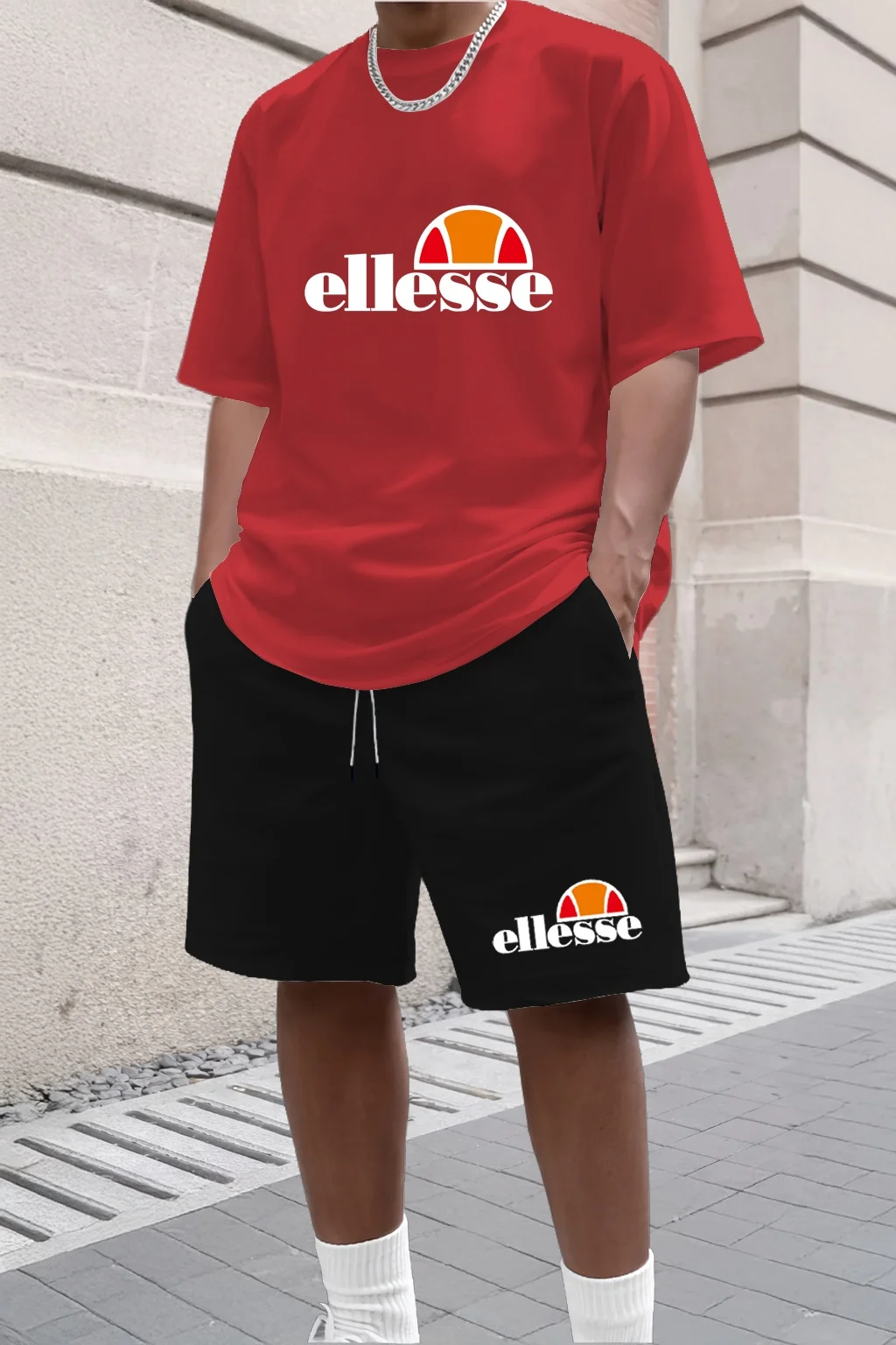 2026 Summer New Men Casual Crew Neck Short Sleeve T-Shirt Shorts 2 Piece Set Simple Style Outdoor Fashion Sport Outfit
