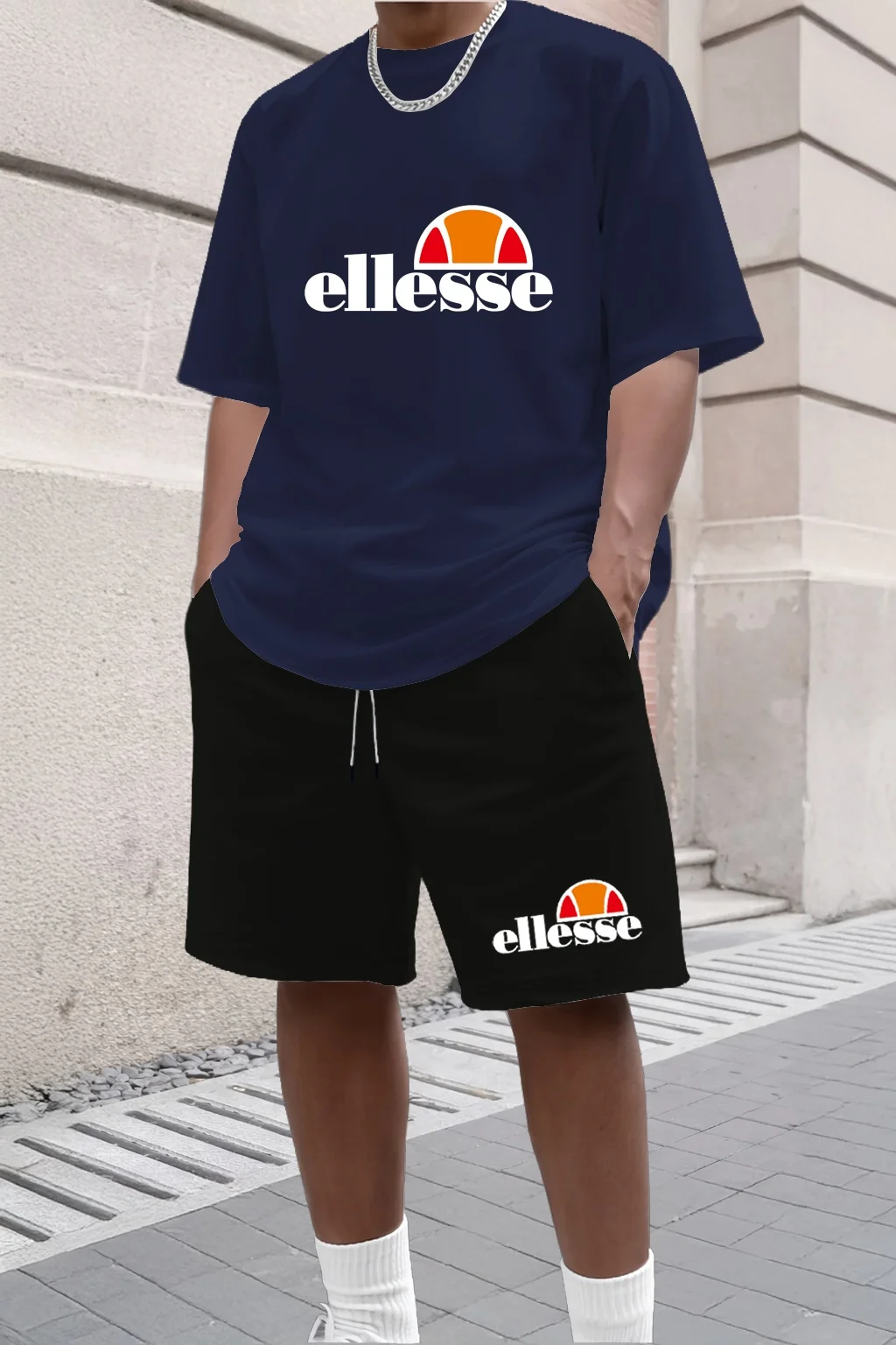 2026 Summer New Men Casual Crew Neck Short Sleeve T-Shirt Shorts 2 Piece Set Simple Style Outdoor Fashion Sport Outfit