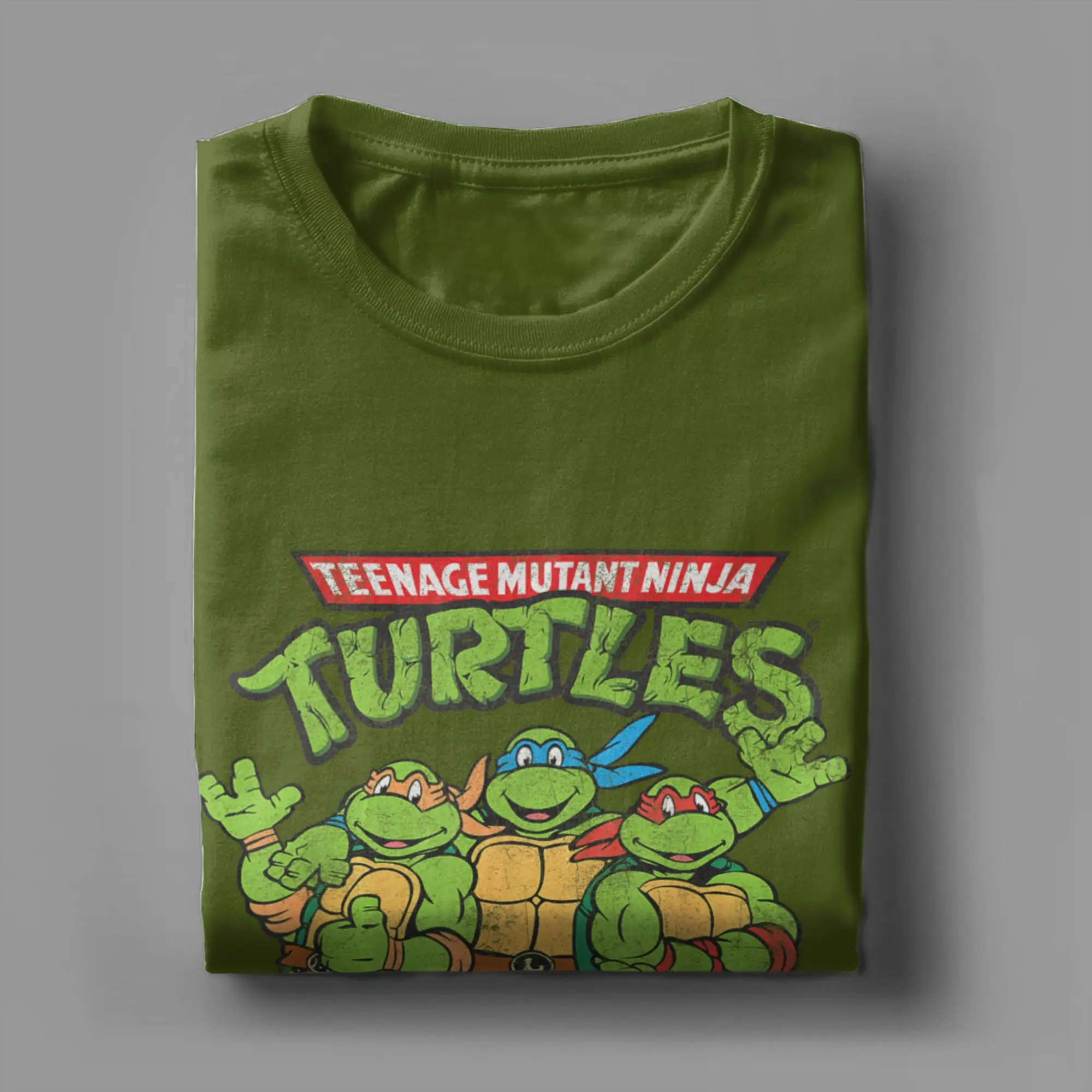 Fashion Ninja Turtles Classic Retro Logo T-Shirts Men Round Collar 100% Cotton T Shirts Short Sleeve Tees Plus Size Clothes