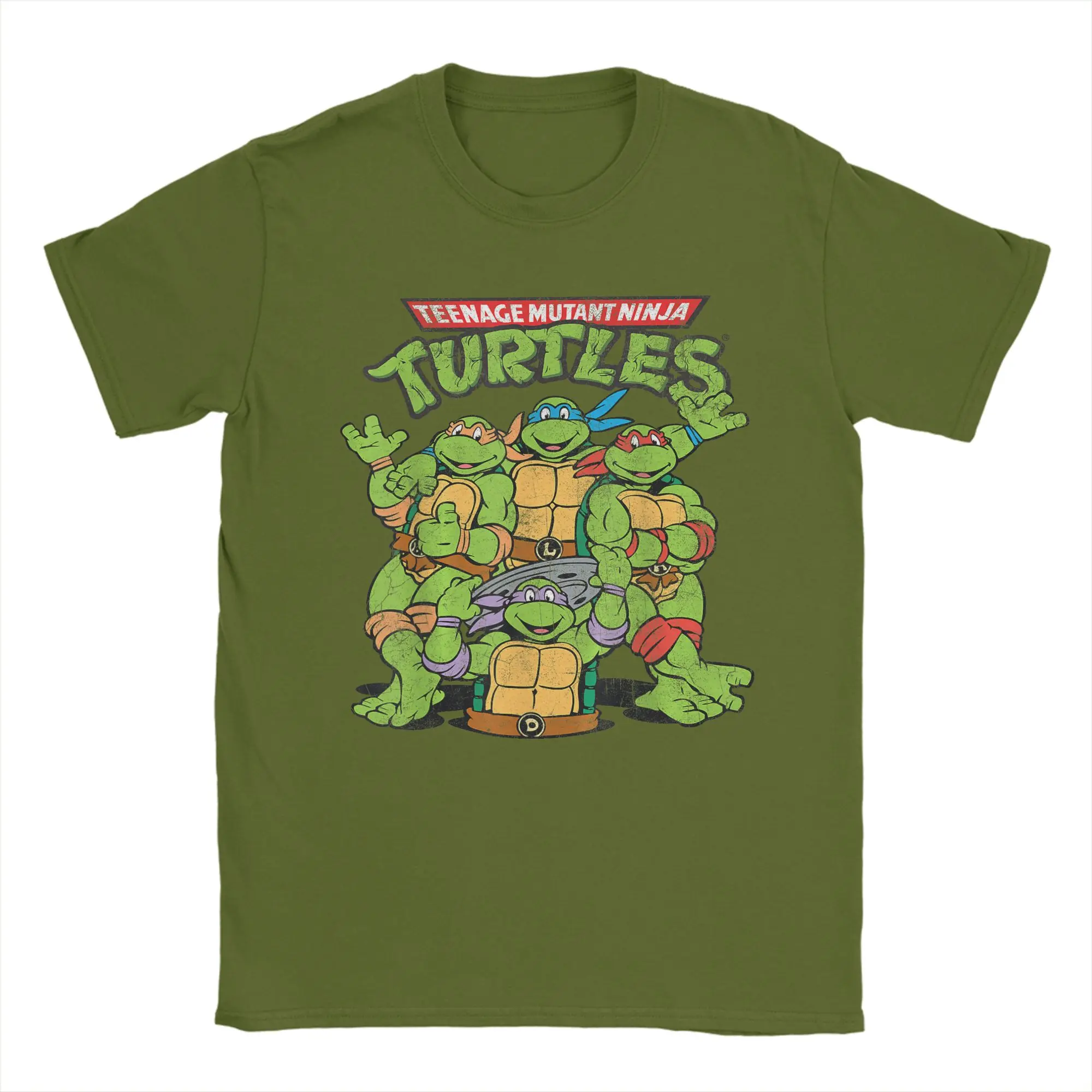 Fashion Ninja Turtles Classic Retro Logo T-Shirts Men Round Collar 100% Cotton T Shirts Short Sleeve Tees Plus Size Clothes