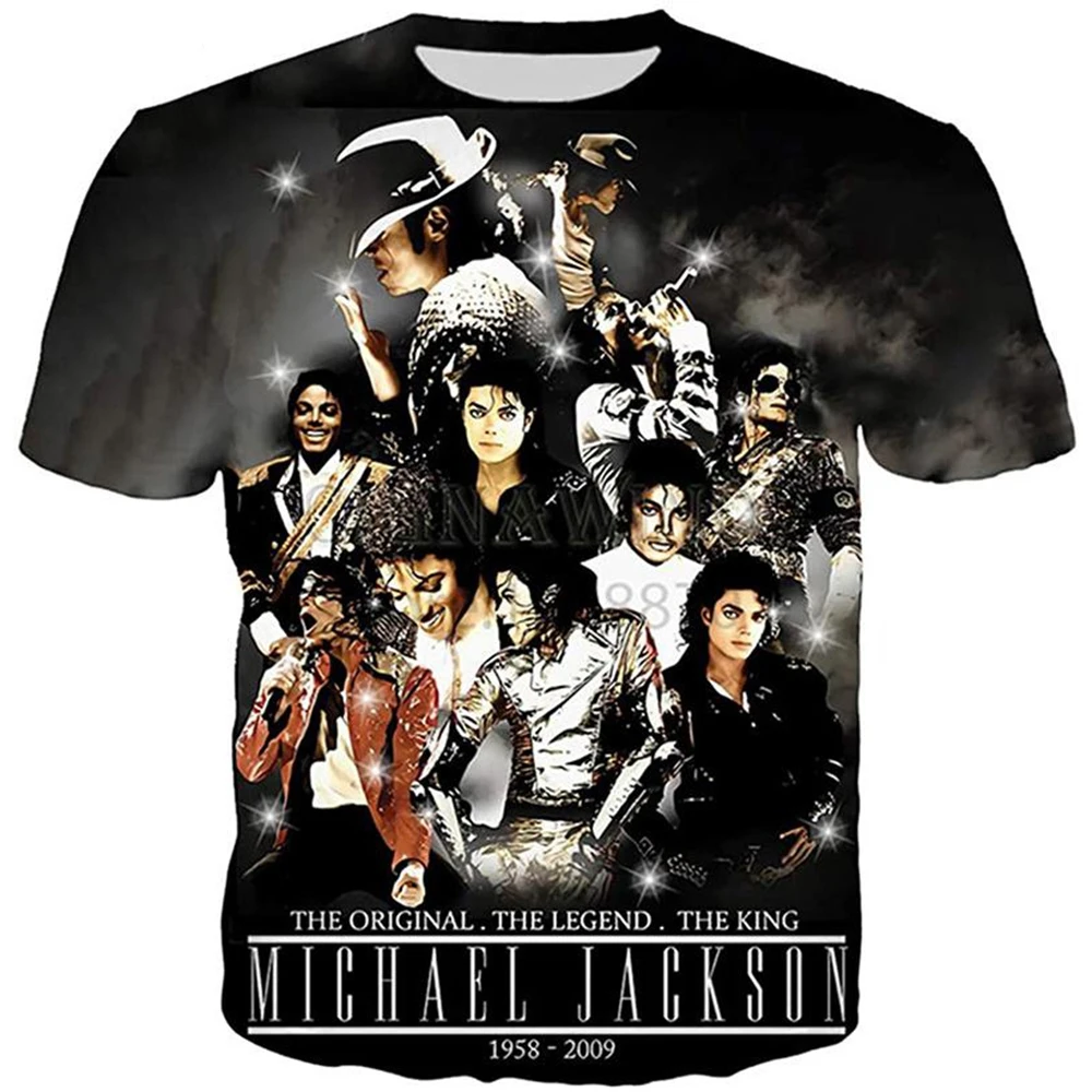 Summer fashion Michael Jackson hip-hop singer retro cool casual men Harajuku streetwear short sleeved