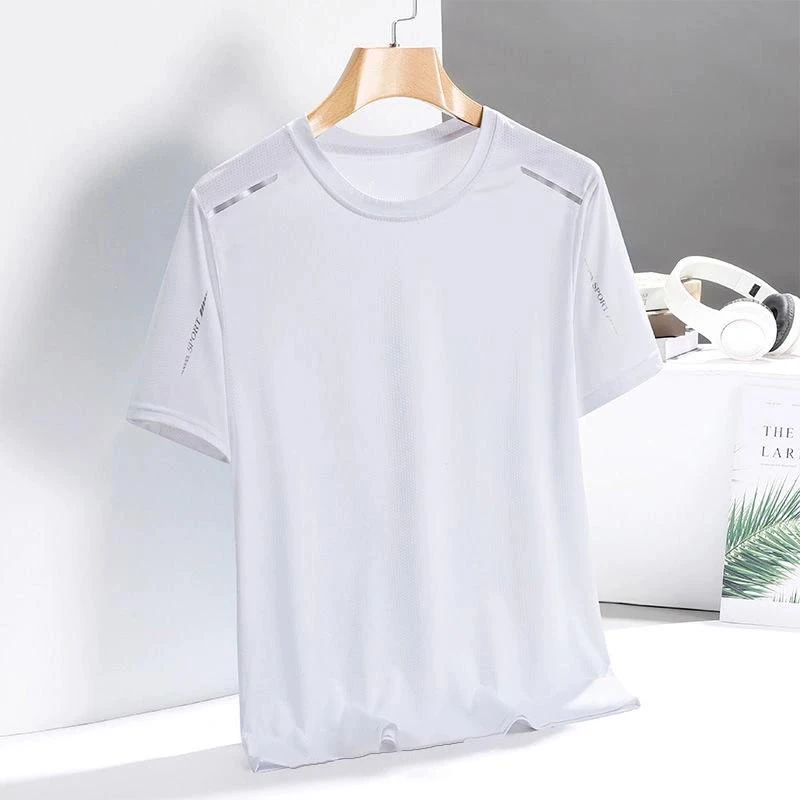 Ice Silk Running Shirts Men Loose Printing Short Sleeve Top Basketball Gym Sportswear For Male Fitness Workout Quick Dry Tee