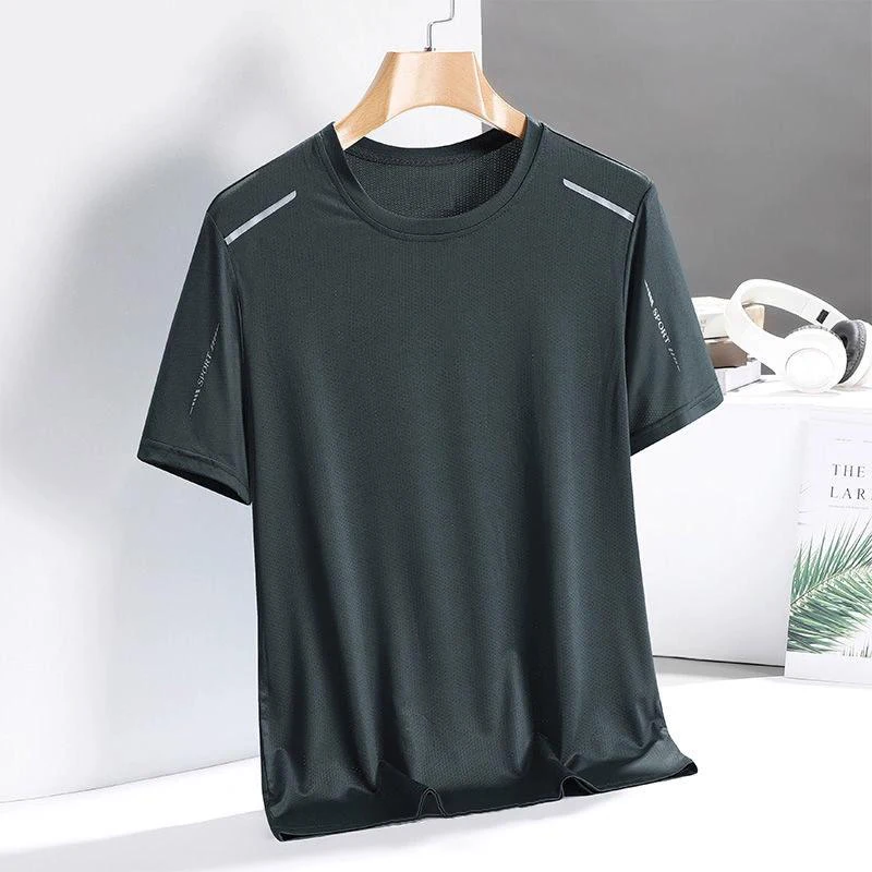 Ice Silk Running Shirts Men Loose Printing Short Sleeve Top Basketball Gym Sportswear For Male Fitness Workout Quick Dry Tee