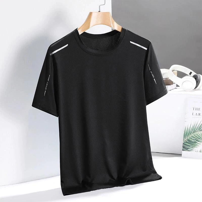 Ice Silk Running Shirts Men Loose Printing Short Sleeve Top Basketball Gym Sportswear For Male Fitness Workout Quick Dry Tee