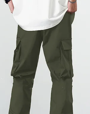 2025new men's workwear pants, European and American men's loose straight casual pants, men's workwear pocket pants